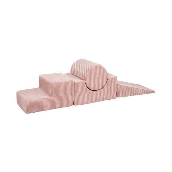 Rožnato otroško igrišče iz pene iz rebrastega žameta 4 ks višina 30 cm 45x170 cm Montessori – Meowbaby