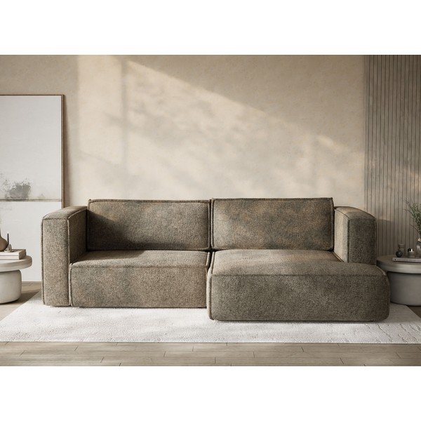 Rjava raztegljiva/s prostorom za shranjevanje kotna sedežna garnitura iz šenilje (desni kot/z ležalnikom) Velto – Maison de Rêve-image-1