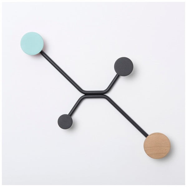 Črn stenski obešalnik z detajlom v barvi mete Gazzda Hook-image-2