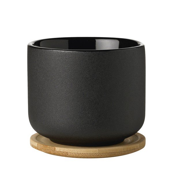 Črna skodelica za kapučino iz kamenine 200 ml Theo – Stelton