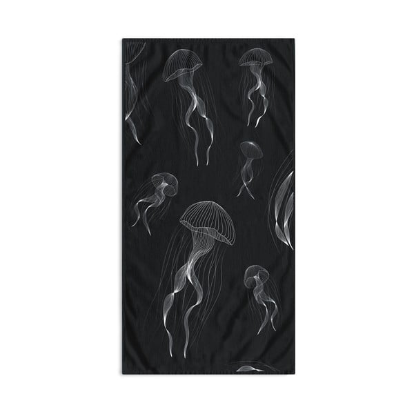 Črno-bela brisača za plažo 90x180 cm Jellyfish - DecoKing