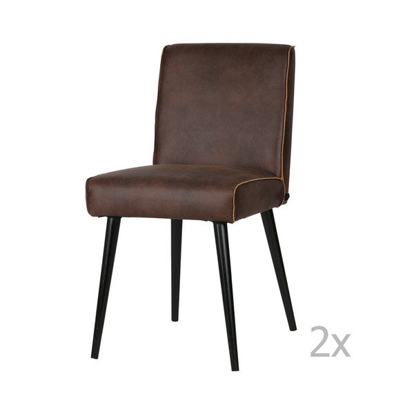 Komplet 2 temno rjavih usnjenih stolov BePureHome Revolution