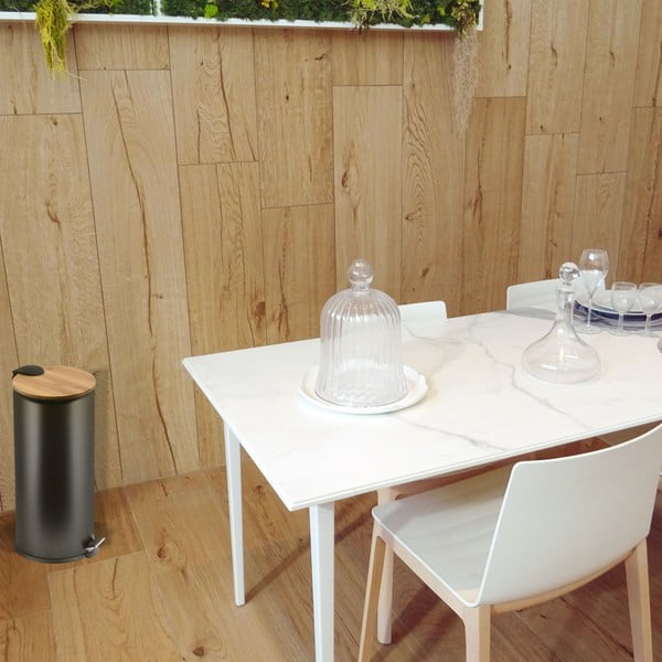 Mat črn jeklen koš za smeti s pedalom 30 l Adonis – Spirella-image-2