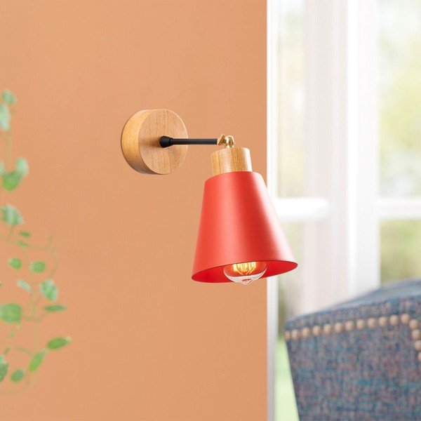 Rdeča/naravna stenska svetilka ø 14 cm Manavgat – Opviq lights-image-1