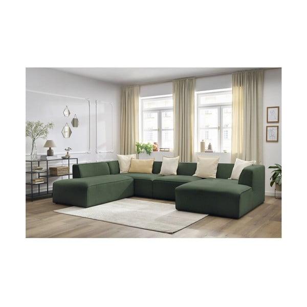 Zelena kotna sedežna garnitura (levi kot/v obliki črke "U") Megeve – Bobochic Paris-image-1