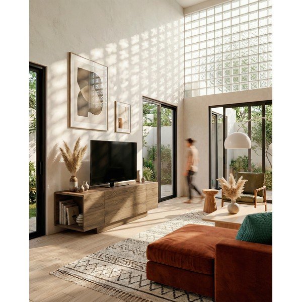 TV omarica v hrastovem dekorju v naravni barvi 140x45x40 cm Victor – Marckeric-image-2