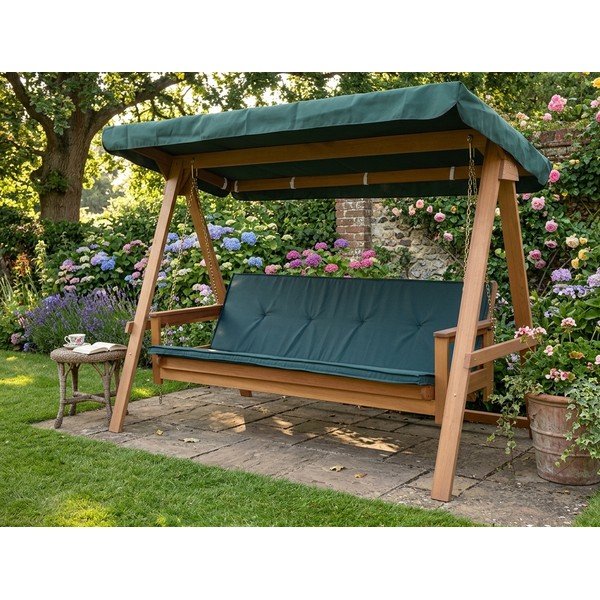 Zelena lesena vrtna gugalnica Vegas Lux - Rojaplast-image-1