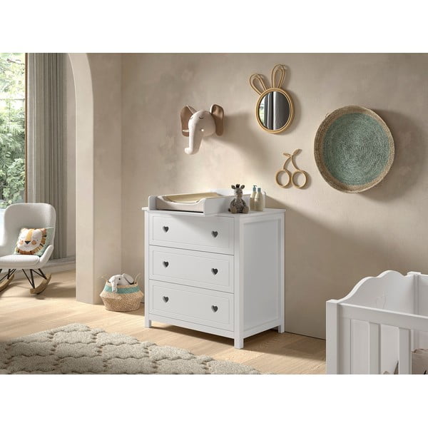 Bela otroška komoda s previjalnim pultom 90x103x73 cm Amori – Vipack-image-1