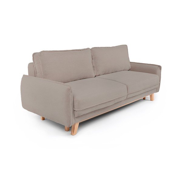 Sivorjava raztegljiva/s prostorom za shranjevanje sedežna garnitura iz rebrastega žameta 218 cm Tori – Bonami Selection-image-1
