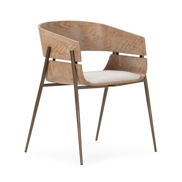 Oblazinjeni jedilni stoli v kompletu z nasloni za roke 2 ks v naravni barvi Naia – MOME