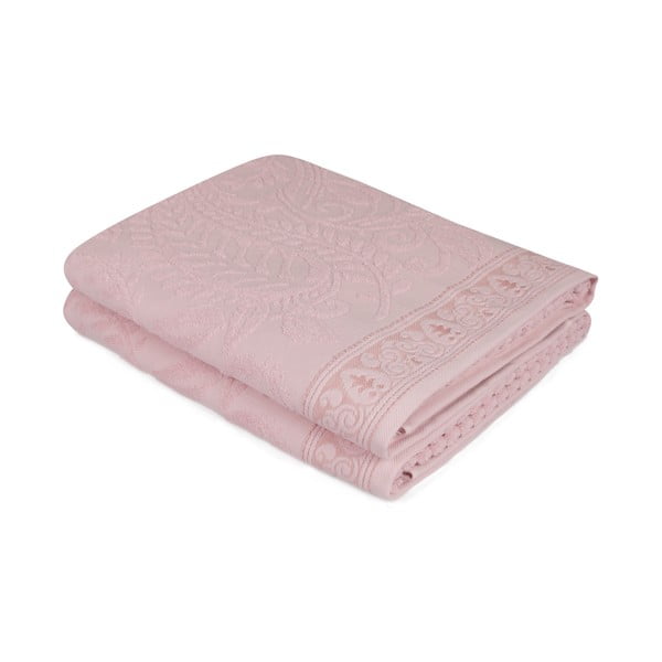 Komplet 2 rožnatih bombažnih brisač Noktali Sal, 90 x 150 cm