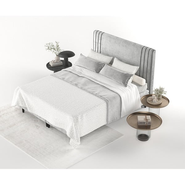 Siva oblazinjena zakonska postelja s prostorom za shranjevanje 140x200 cm Musca – Maison de Rêve-image-4