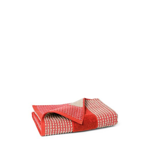 Rdeča frotirna brisača iz organskega bombaža 70x140 cm Check – JUNA-image-2