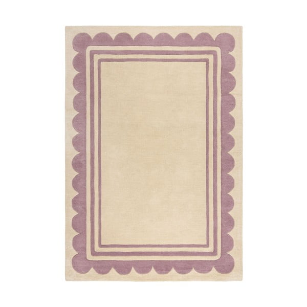 Vijolična/naravna ročno tkana volnena preproga 160x230 cm Lois Scallop – Flair Rugs