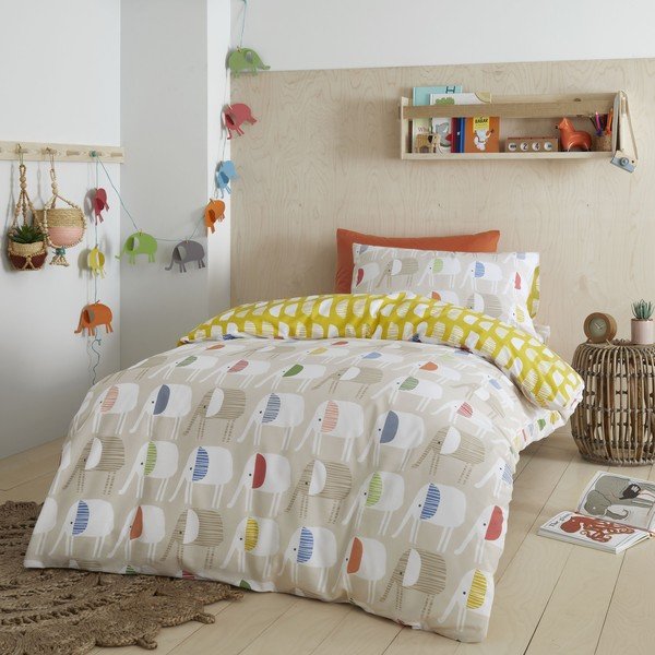 Bombažna otroška posteljnina 200x135 cm Minbu Elephant - Pineapple Elephant-image-1