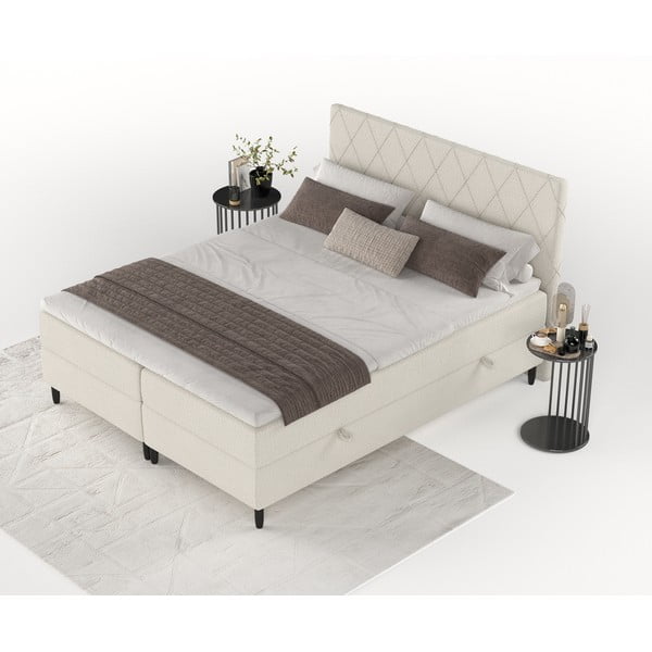 Bež boxspring postelja s prostorom za shranjevanje 160x200 cm Gwen – Maison de Rêve-image-3