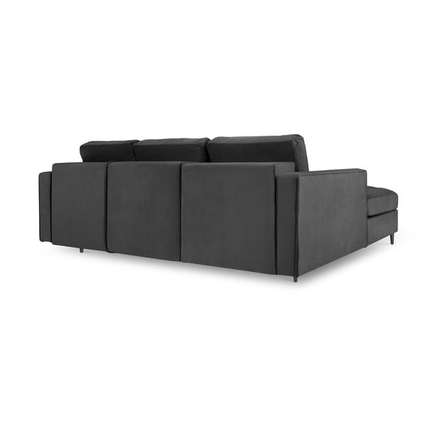 Temno siva žametna raztegljiva sedežna garnitura Milo Casa Santo, levi kot-image-3