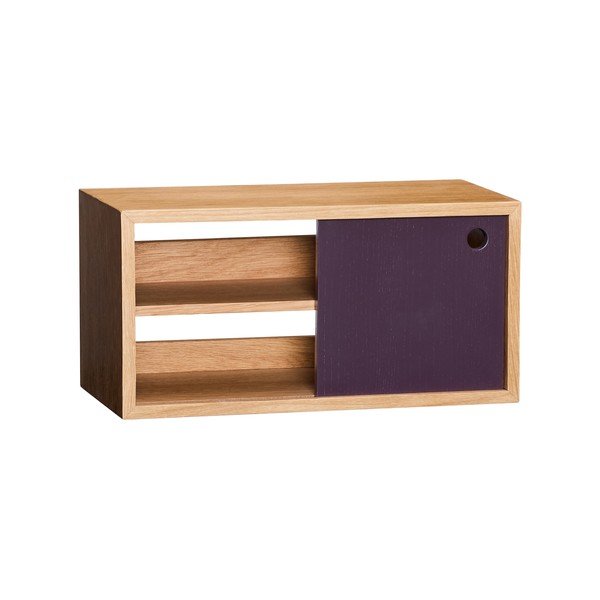 Bordo rdeča/v naravni barvi polica v hrastovem dekorju 40 cm Slide – Hübsch