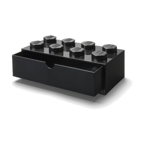 Črna škatla za pisalno mizo s predalom za kocke LEGO®, 31,6 x 11,3 cm-image-2