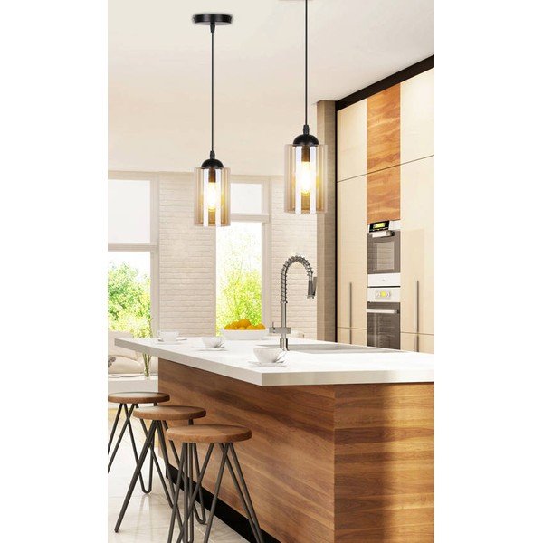 Črna viseča svetilka s steklenim senčnikom ø 10 cm Bistro - Candellux Lighting-image-1