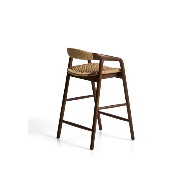 Rjav barski stol z nasloni za roke iz masivnega hrasta (višina sedeža 65 cm) Derile – Kave Home-image-3