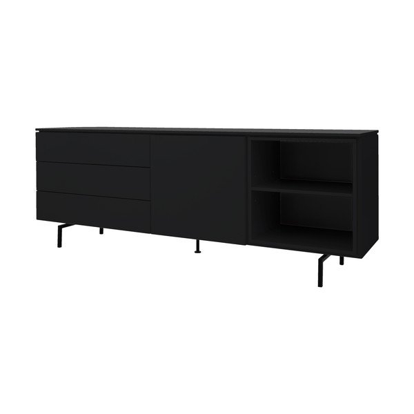 Črna nizka komoda 210x76 cm Plain – Tenzo-image-2