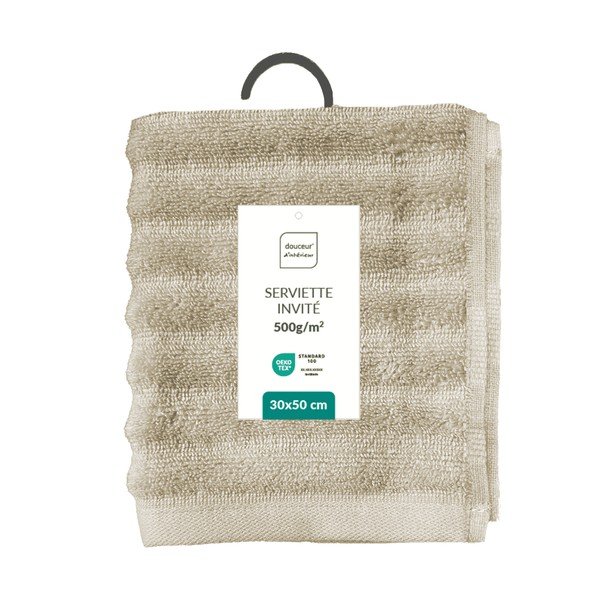 Bež frotirna bombažna brisača 30x50 cm Maya – douceur d'intérieur-image-4