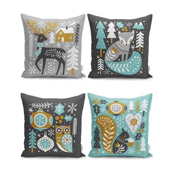 Prevleke za blazino v kompletu 4 ks z božičnim motivom 43x43 cm Merry Christmas – Mila Home
