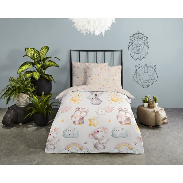 Rjava/bež bombažna otroška posteljnina za otroško posteljico 100x135 cm Hugs – Good Morning-image-1