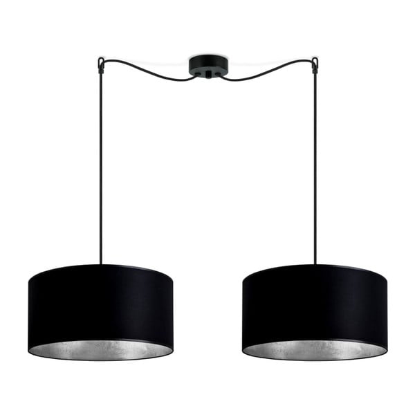 Črna dvojna viseča svetilka z detajli v srebrni barvi Sotto Luce Mika