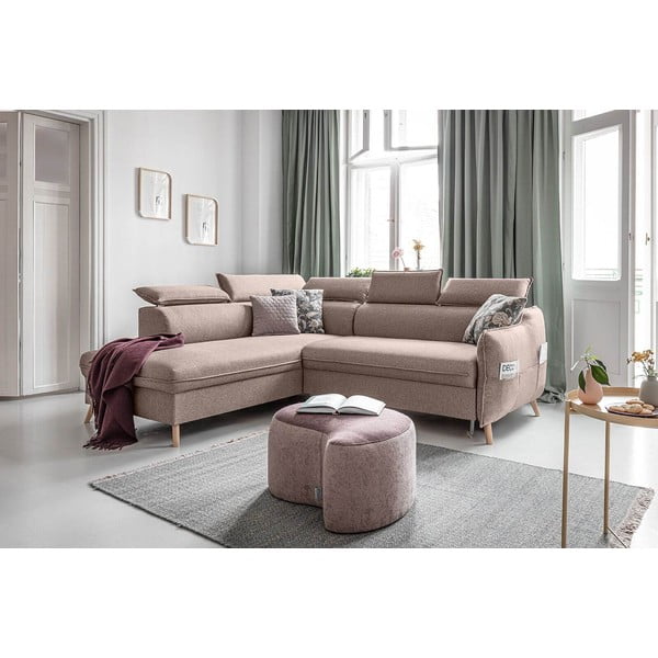 Bež raztegljiva kotna sedežna garnitura (levi kot) Sweet Harmony – Miuform-image-3