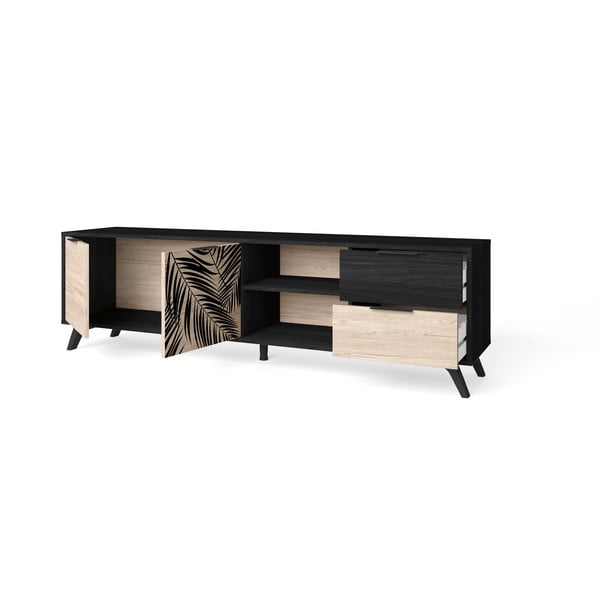 Črna TV omarica iz hrastovega dekorja 181x53 cm Palmera - Marckeric-image-3