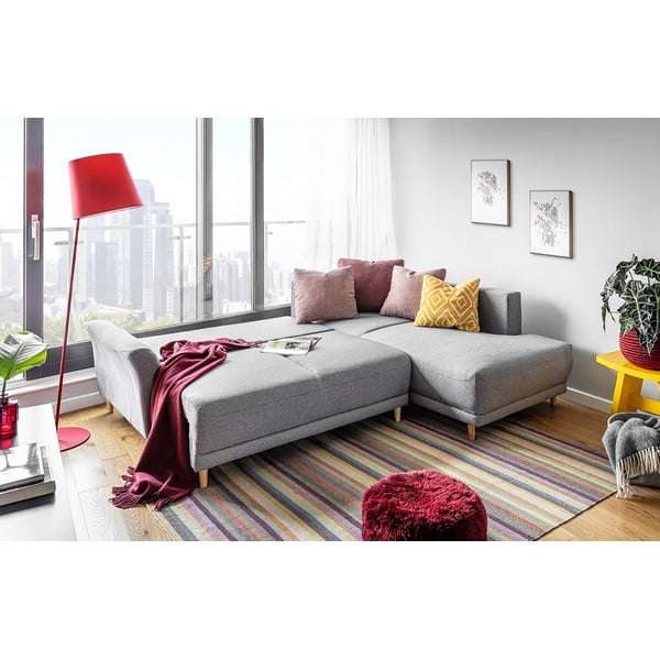 Svetlo siva raztegljiva sedežna garnitura Miuform Lovely Annie, desni kot-image-3