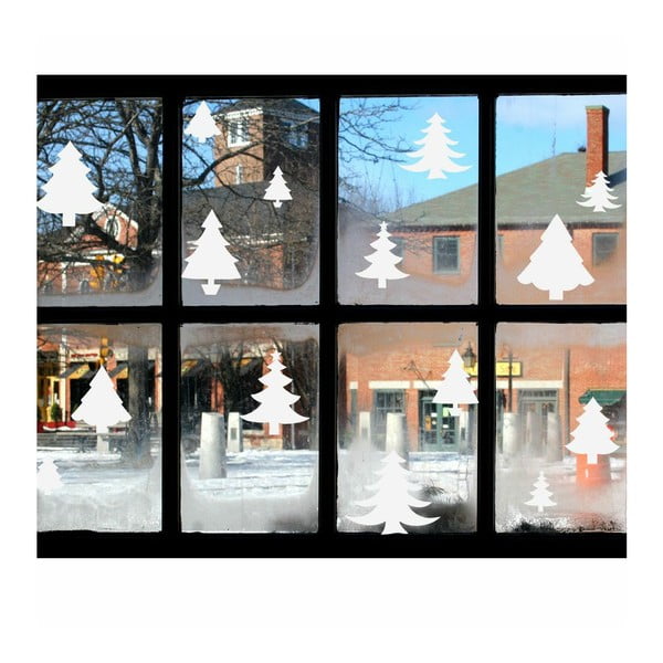 Elektrostatična božična nalepka Ambiance Bright White Christmas Trees