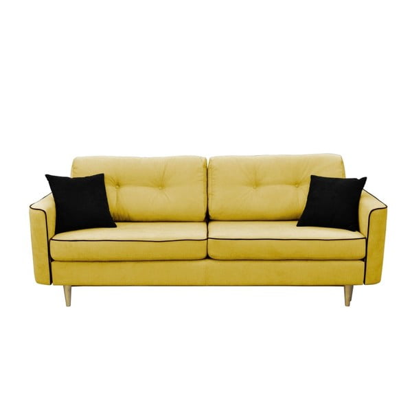 Gorčično rumena raztegljiva sedežna garnitura s svetlimi nogami Mazzini Sofas Ivy