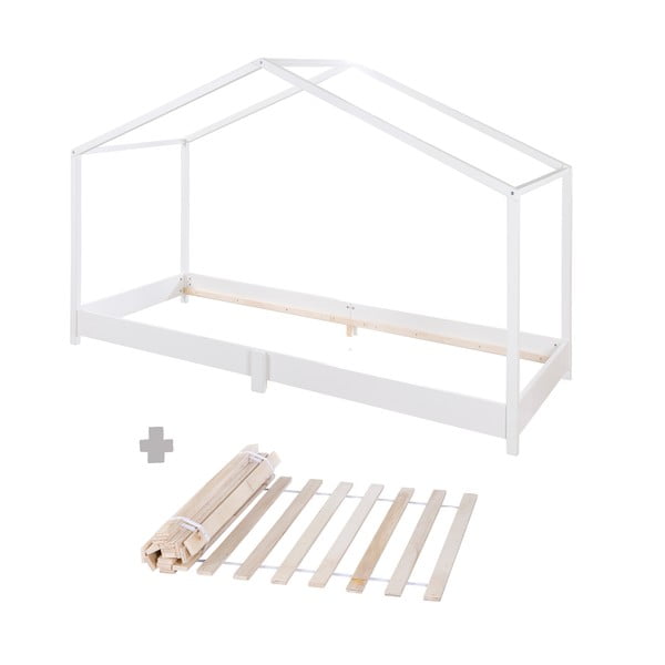 Bela otroška postelja v obliki hiške 90x200 cm Montessori – Roba-image-4