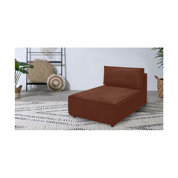 Opečnato oranžen modul za sedežno garnituro iz rebrastega žameta (s kotom po izbiri) Nihad modular – Bobochic Paris-image-1