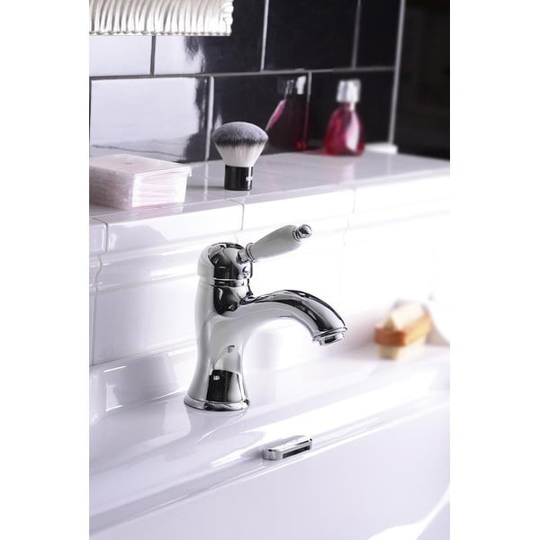 Stoječa armatura za umivalnik v srebrni barvi Kirké White – Sapho-image-1