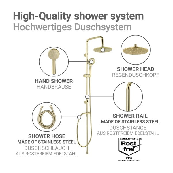 Tuš garnitura iz nerjavečega jekla v mat zlati barvi 101 cm Young Line – Wenko-image-4