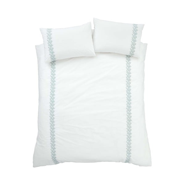 Bela bombažna posteljnina za zakonsko posteljo 200x200 cm Embroidery Leaf – Bianca-image-2