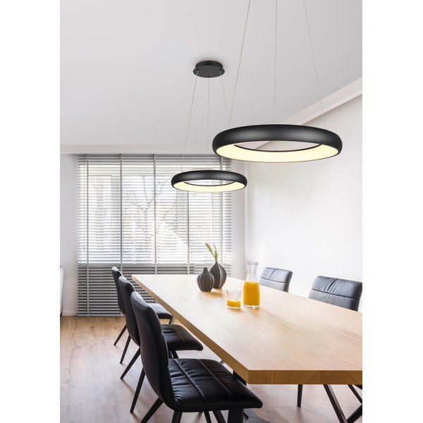 Mat črna LED zatemnitvena viseča svetilka s kovinskim senčilom ø 62 cm Cardona – Trio-image-2