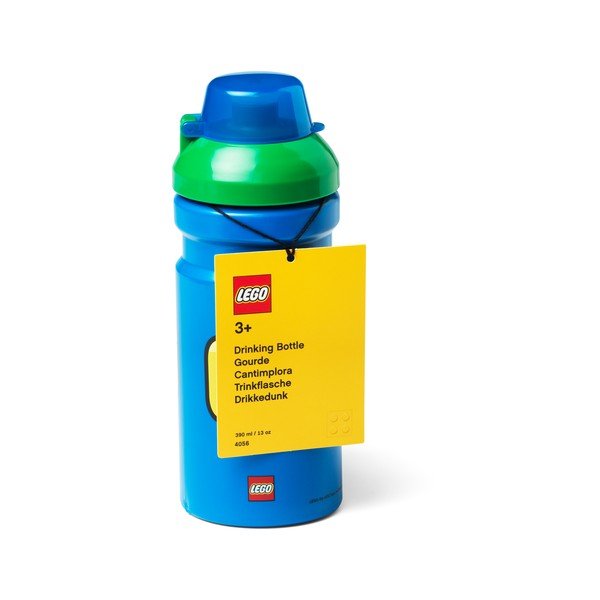 Modra steklenička za vodo z zelenim pokrovom LEGO® Iconic, 390 ml-image-2