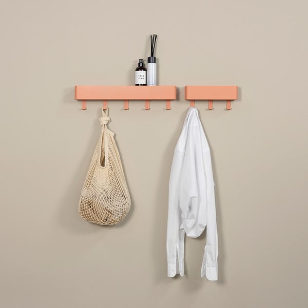 Rožnato-oranžen kovinski stenski obešalnik s polico 52 cm Dax Play – Spinder Design-image-3