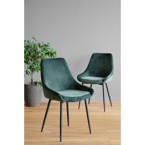 Temno zeleni žametni jedilni stoli v kompletu 2 kos Sierra - Rowico-image-1