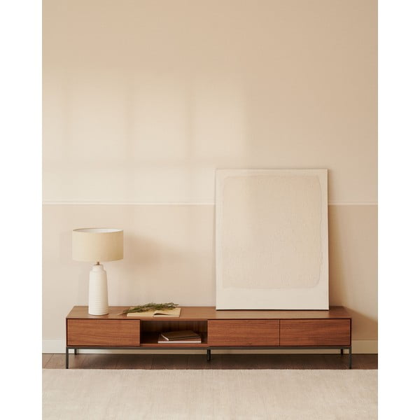 TV omarica v orehovem dekorju 195x35 cm Vedrana – Kave Home-image-1