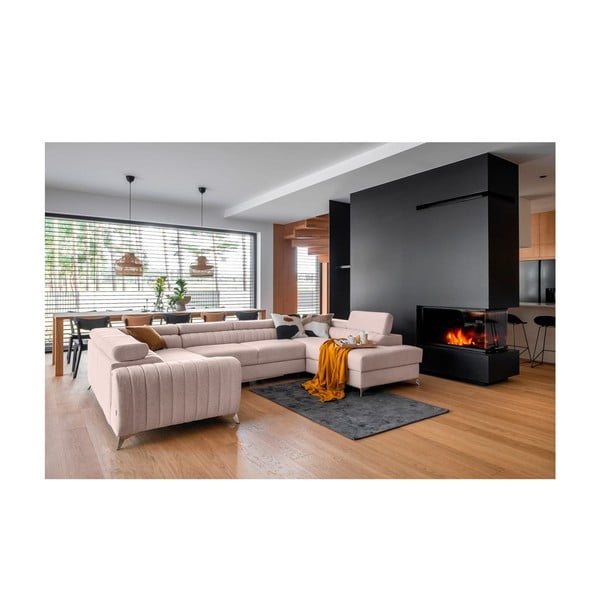 Rožnata raztegljiva/s prostorom za shranjevanje kotna sedežna garnitura (desni kot/v obliki črke "U") Louis – ELTAP-image-1