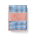 Modra/rožnata frotirna brisača iz organskega bombaža 50x100 cm Check – JUNA