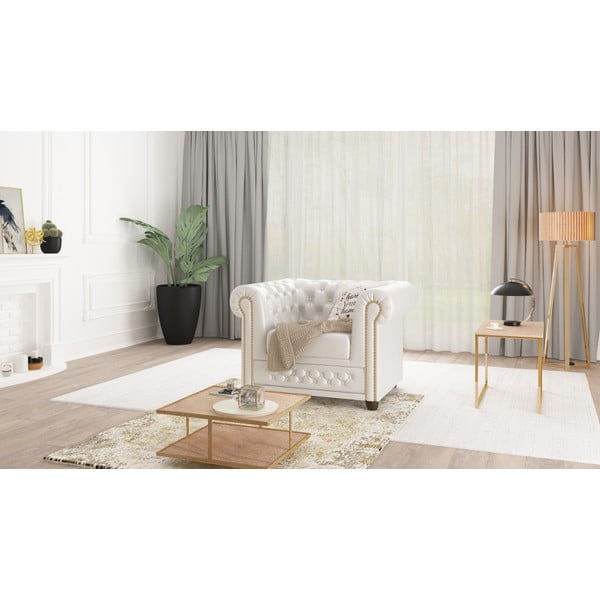 Bel fotelj iz imitacije usnja York – Ropez-image-1