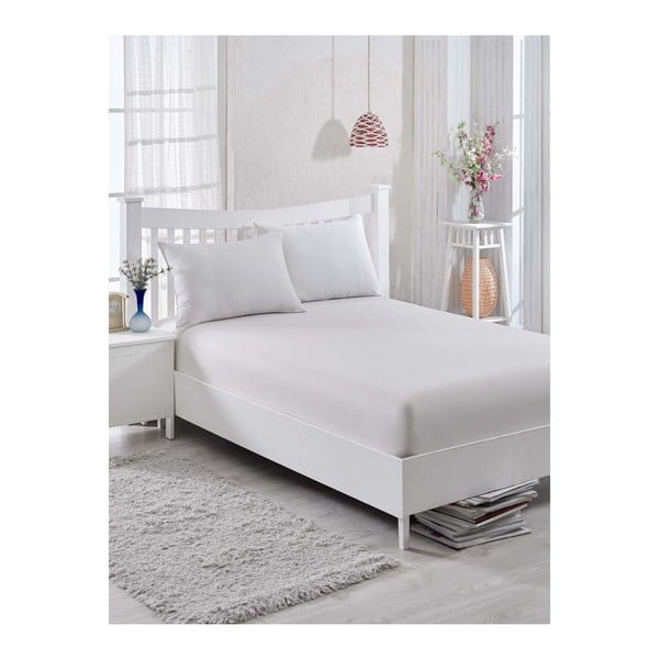 Bela in siva bombažna elastična posteljna rjuha Barbra, 100 x 200 cm