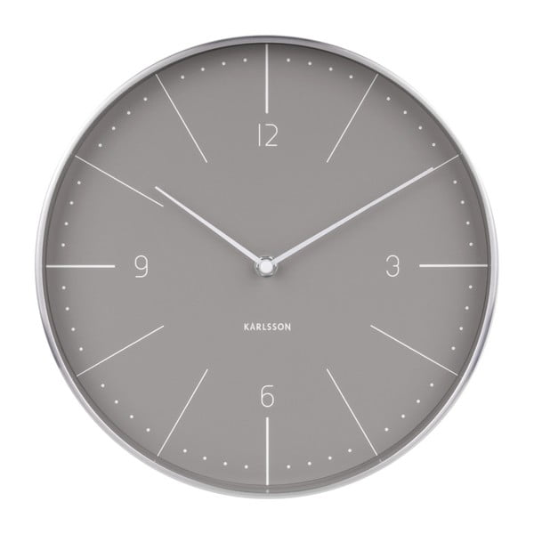 Siva stenska ura s srebrnimi detajli Karlsson Normann, ⌀ 28 cm